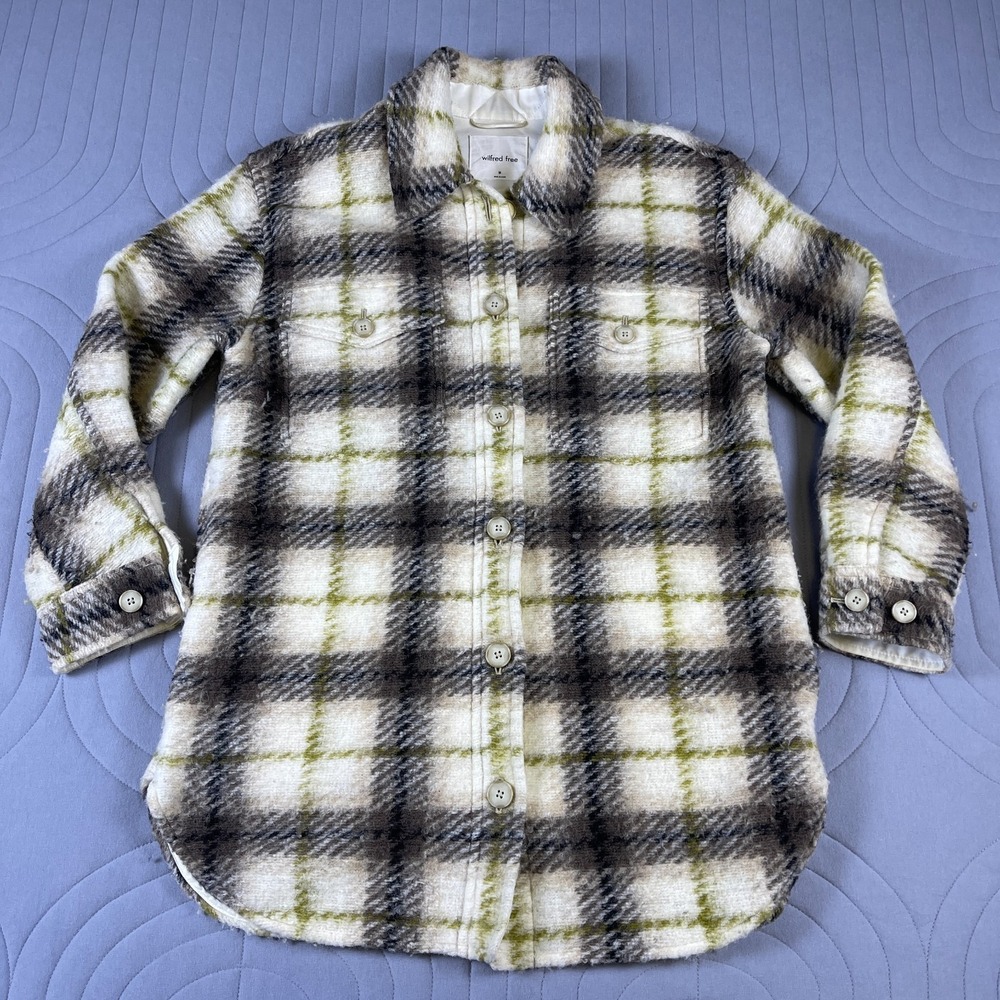 Wilfred Free Aritzia The Ganna Womens Wool Plaid Shacket M Button Front Jacket